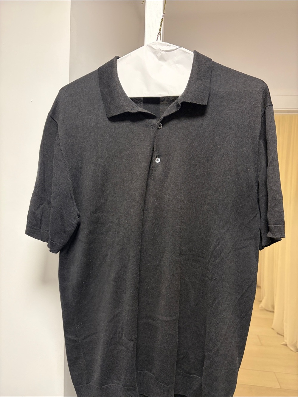 COS Black Short-Sleeve Knit Polo Shirt